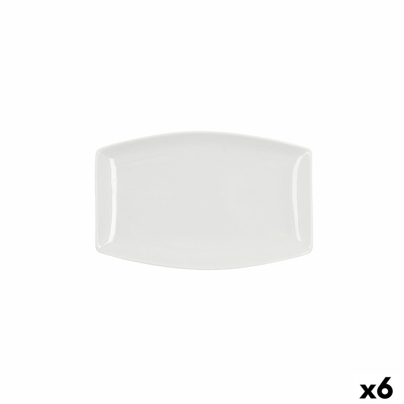 Serving Platter Quid Gastro Squared Ceramic White (25,2 x 16 x 2 cm) (6 Units)