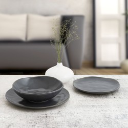 Flat plate Bidasoa Cosmos Ceramic Black (Ø 26 cm) (12 Units)