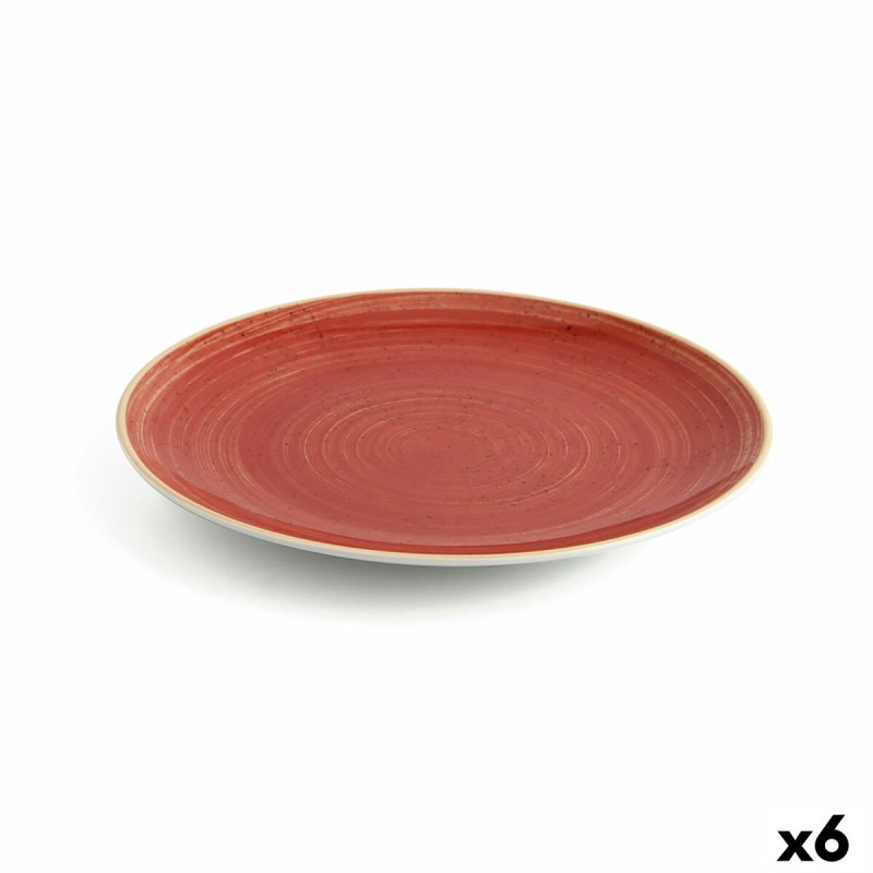 Plato Llano Ariane Terra Cerámica Rojo (24 cm) (6 Unidades)