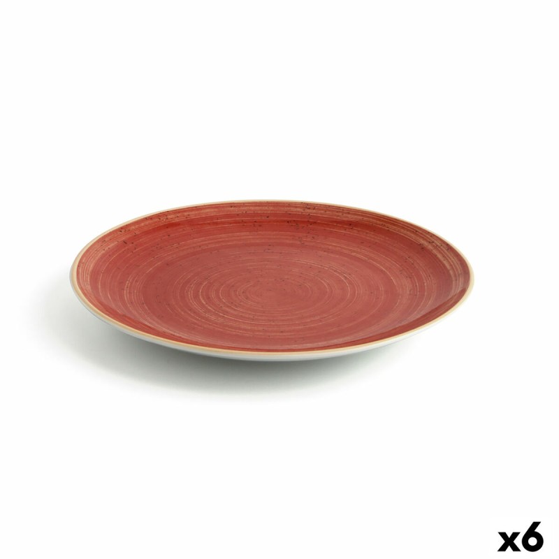 Plato Llano Ariane Terra Cerámica Rojo (Ø 27 cm) (6 Unidades)