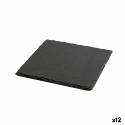 Plateau en Céramique Effet Ardoise Quid Gastro Fresh Noir (20 x 20 cm) (12 Unités)