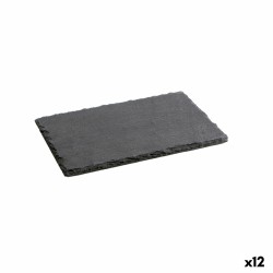 Plateau en Céramique Effet Ardoise Quid Gastro Fun Noir (22 x 14 cm) (12 Unités)