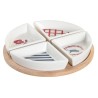 Appetizer Set DKD Home Decor 21,5 x 21,5 x 1 cm Red Blue White Stoneware Mediterranean Houses