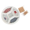 Set de Aperitivo DKD Home Decor 23,5 x 23,5 x 7 cm Rojo Azul Blanco Gres Mediterráneo Casas