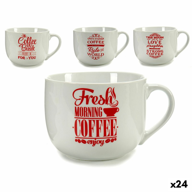 Tasse Coffee Porcelaine Rouge Blanc 500 ml 24 Unités