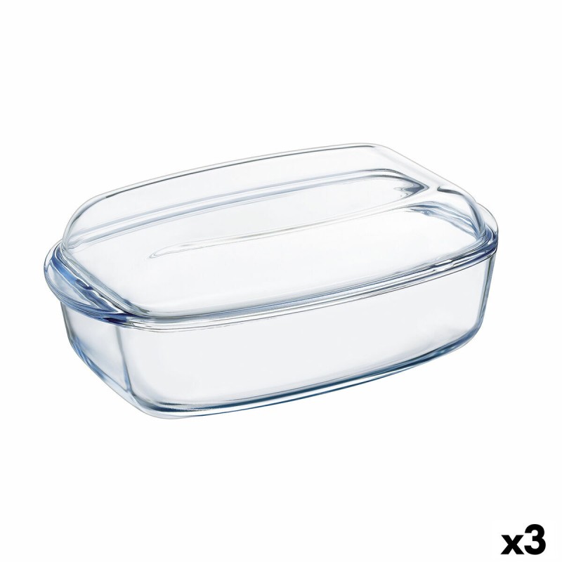 Plat à Gratin Pyrex Classic Avec couvercle 4,5 L 38 x 22 x 11 cm Transparent verre (3 Unités)