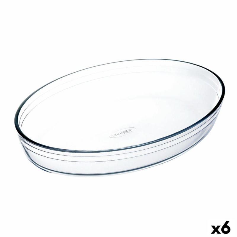 Plat de Four Ô Cuisine Ocuisine Vidrio Transparent verre Ovale 35 x 25 x 7 cm (6 Unités)