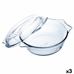 Plat de Four Ô Cuisine Ocuisine Vidrio Transparent verre 21,5 x 18 x 8,5 cm Avec couvercle (3 Unités)