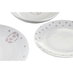 Service de Vaisselle DKD Home Decor Porcelaine Rose Blanc 27 x 27 x 3 cm 18 Pièces