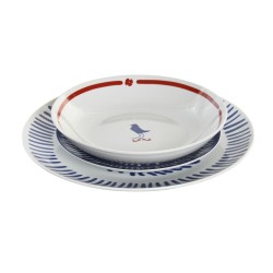 Service de Vaisselle DKD Home Decor Porcelaine Rouge Bleu Blanc 27 x 27 x 3 cm 18 Pièces