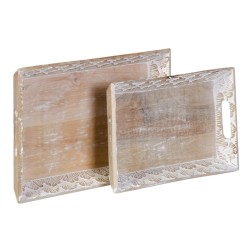 Plateau apéritif 45,5 x 30,5 x 5,5 cm Blanc Bois de manguier (2 Unités)