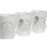 Set of Mugs with Saucers DKD Home Decor White Metal Stoneware 300 ml 14 x 14 x 31 cm 12,5 x 9,5 x 10,5 cm (5 Pieces)