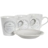 Set of Mugs with Saucers DKD Home Decor White Metal Stoneware 180 ml 12 x 12 x 2 cm