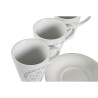 Lot de tasses avec soucoupes DKD Home Decor Blanc Métal Grès 180 ml 12 x 12 x 2 cm