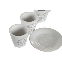 Lot de tasses avec soucoupes DKD Home Decor Blanc Métal Grès 90 ml 8 x 6 x 6 cm 11 x 11 x 2 cm