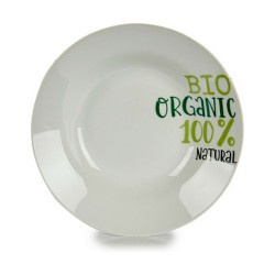 Plato Hondo Organic Blanco Verde Ø 20,6 cm Porcelana (10 Unidades)