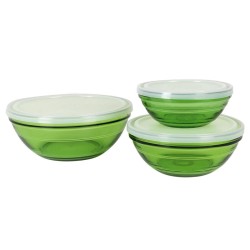 Set de Cuencos Duralex   3 Piezas Verde Con Tapa