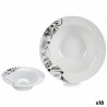 Assiette à pâtes Blanc Noir 23 x 6,5 x 23 cm Porcelaine (16 Unités)