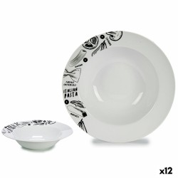 Assiette à pâtes Blanc Noir Porcelaine 30 x 7,5 x 30 cm (12 Unités)