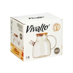 Carafe avec filtre pour infusions Bambou Verre Borosilicaté 1,2 L 22 x 16 x 14 cm (6 Unités)