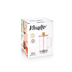 Tetera 600 ml Natural Bambú Vidrio de Borosilicato