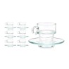 Taza con Plato Transparente Vidrio 90 ml (6 Unidades)