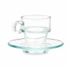 Taza con Plato Transparente Vidrio 90 ml (6 Unidades)