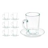 Taza con Plato Transparente Vidrio 200 ml (6 Unidades)