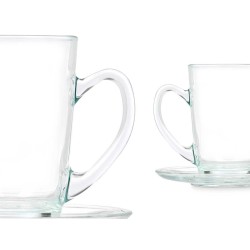 Tasse avec sous-tasse Transparent verre 200 ml (6 Unités)