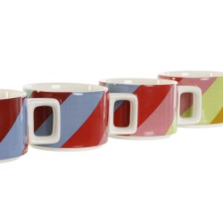 Juego de Tazas de Café DKD Home Decor Blanco Multicolor Marrón claro Metal Bambú Dolomita Moderno 260 ml