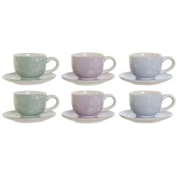 Juego de Tazas de Café DKD Home Decor Azul Blanco Verde Lila Metal Dolomita 180 ml