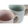 Ensemble de tasses à café Home ESPRIT Bleu Rose Grès Urbaine 180 ml 4 Pièces