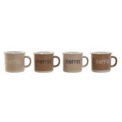 Juego de Tazas de Café Home ESPRIT Marrón Gres 180 ml 4 Piezas