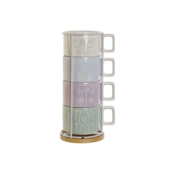 Piece Coffee Cup Set DKD Home Decor Green Sky blue Lilac Metal Bamboo Dolomite 260 ml