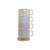 Juego de Tazas de Café DKD Home Decor Verde Azul cielo Lila Metal Bambú Dolomita 260 ml