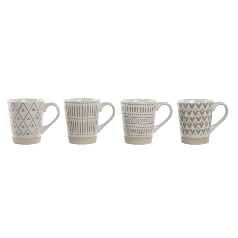 Ensemble de 4 mugs Home ESPRIT Blanc Beige Grès 360 ml 9 x 7 x 10,6 cm