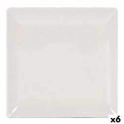 Flat Plate La Mediterránea Elite Stoneware Ivory 21 x 21 x 2 cm (6 Units) (21 cm)