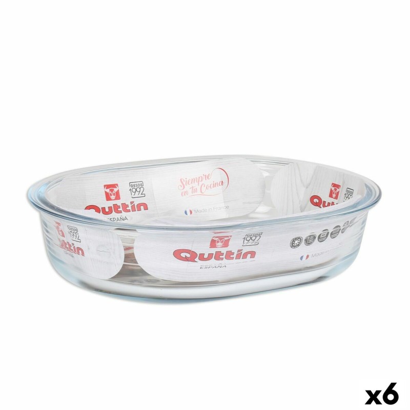 Fuente para Horno Quttin   Vidrio Ovalado 1,5 L 23,7 x 18,8 cm (6 Unidades)