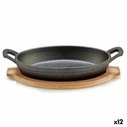 Cazuela para Servir Tapas Marrón Gris Bambú Hierro forjado 22,5 x 4,5 x 12,5 cm (12 Unidades)