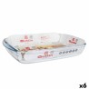 Fuente para Horno Quttin   Transparente Vidrio Rectangular 3 L 35,4 x 22 x 5,5 cm (6 Unidades)