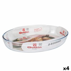 Fuente para Horno Quttin   Transparente Vidrio Ovalado 4,5 L 39,6 x 27,35 x 6,6 (4 Unidades)