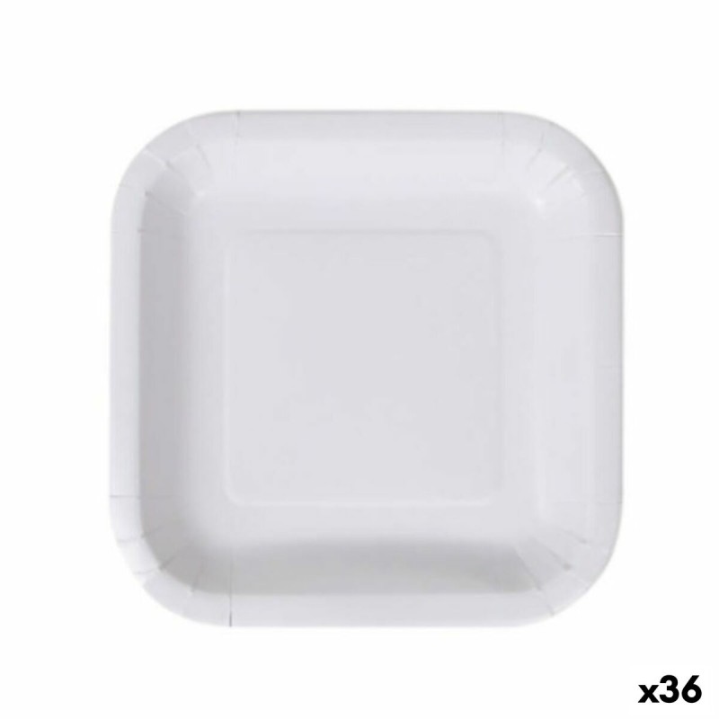 Set de Platos Algon Desechables Blanco Cartón 20 cm (36 Unidades)