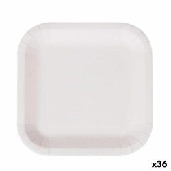 Set de Platos Algon Desechables Blanco Cartón Cuadrado 26 cm (36 Unidades)