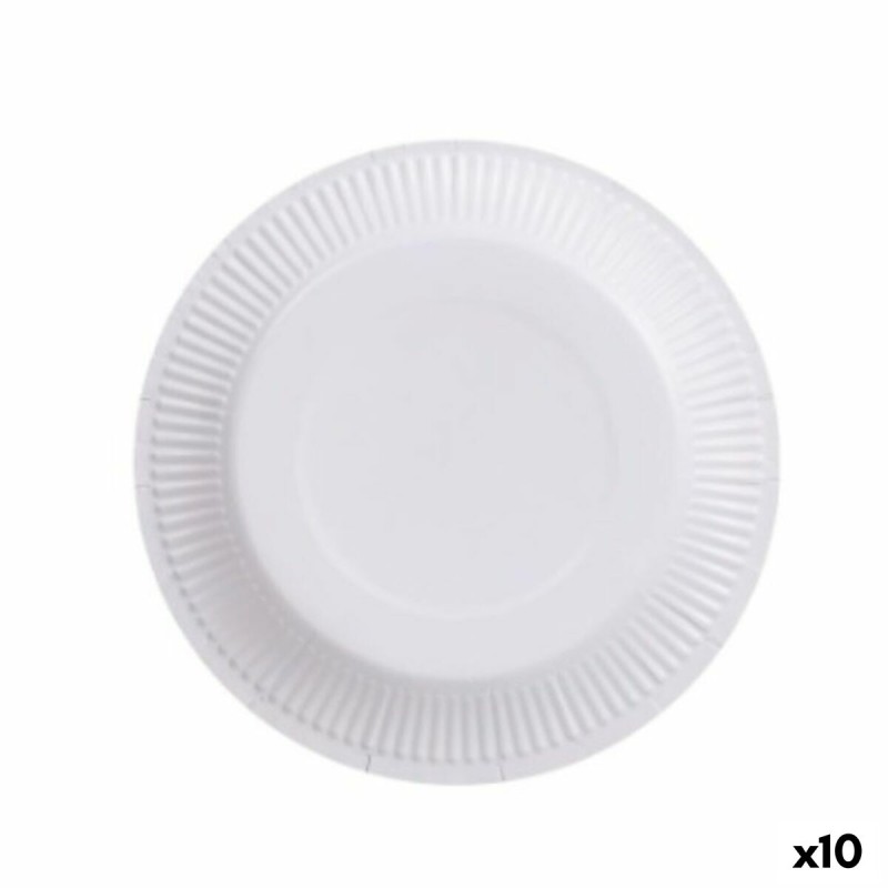 Set de Platos Algon Desechables Blanco Cartón 18 cm (10 Unidades)