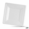 Plate set Algon Disposable White Sugar Cane Squared 16 cm (24 Units)