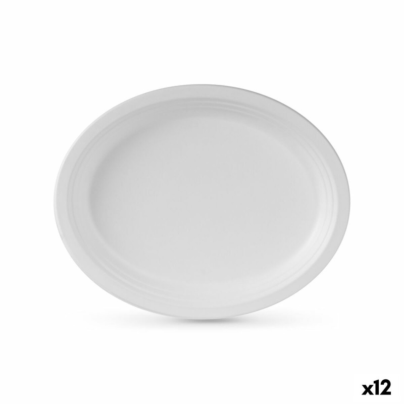 Service de vaisselle Algon Produits à usage unique Blanc Canne à sucre Oblongue 26 cm (12 Unités)