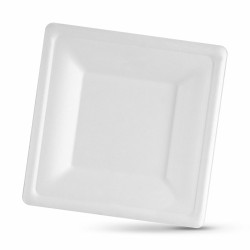 Service de vaisselle Algon Produits à usage unique Blanc Canne à sucre Carré 16 cm (12 Unités)