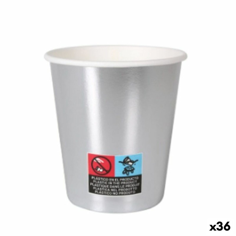 Set de Vasos Algon Cartón Desechables Plateado 36 Unidades 200 ml (10 Piezas)