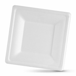 Service de vaisselle Algon Produits à usage unique Blanc Canne à sucre Carré 26 cm (8 Unités)