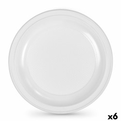 Lot d'assiettes réutilisables Algon Rond Blanc Plastique 25 x 25 x 2,5 cm (6 Unités)